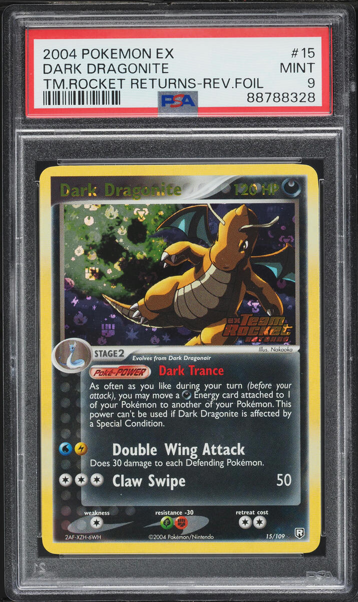 2004 Pokemon EX Team Rocket Returns Reverse Holo Dark Dragonite #15 PSA 9 MINT