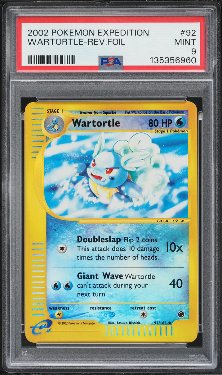 2002 Pokemon Expedition Reverse Holo Wartortle #92 PSA 9 MINT