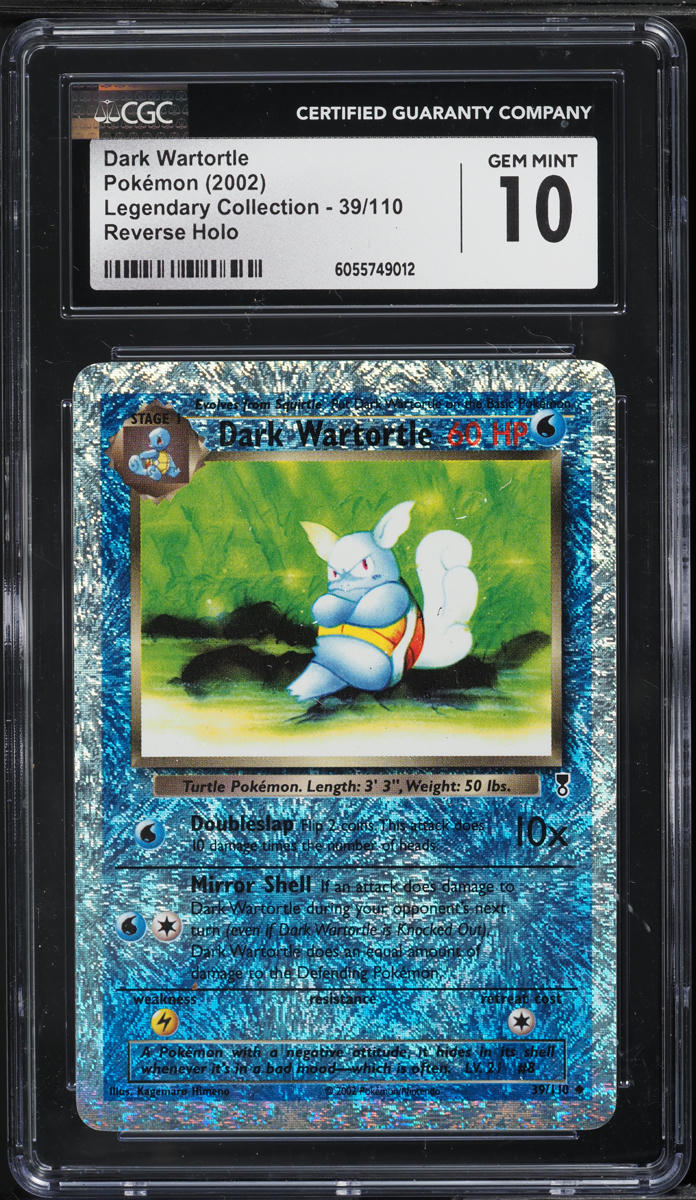 2002 Pokemon Legendary Collection Reverse Holo Dark Wartortle #39 CGC 10 GEM