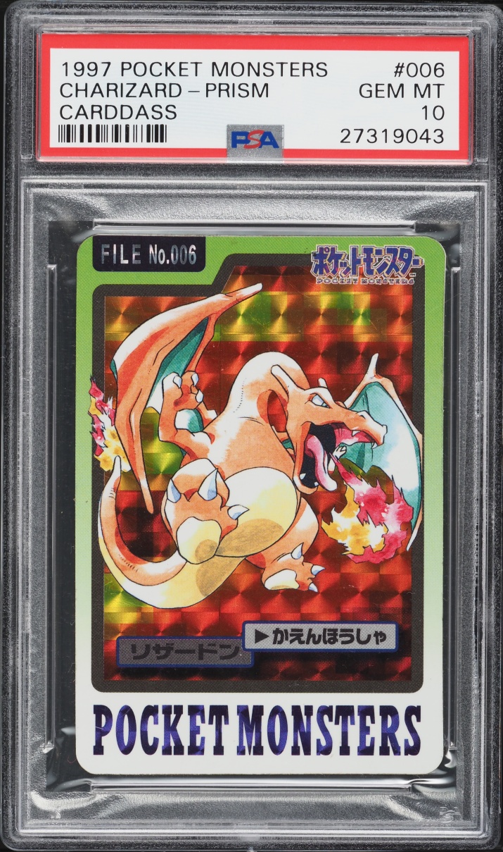 1997 Pokemon Japanese Pocket Monsters Carddass Prism Charizard #6 PSA 10 GEM MINT