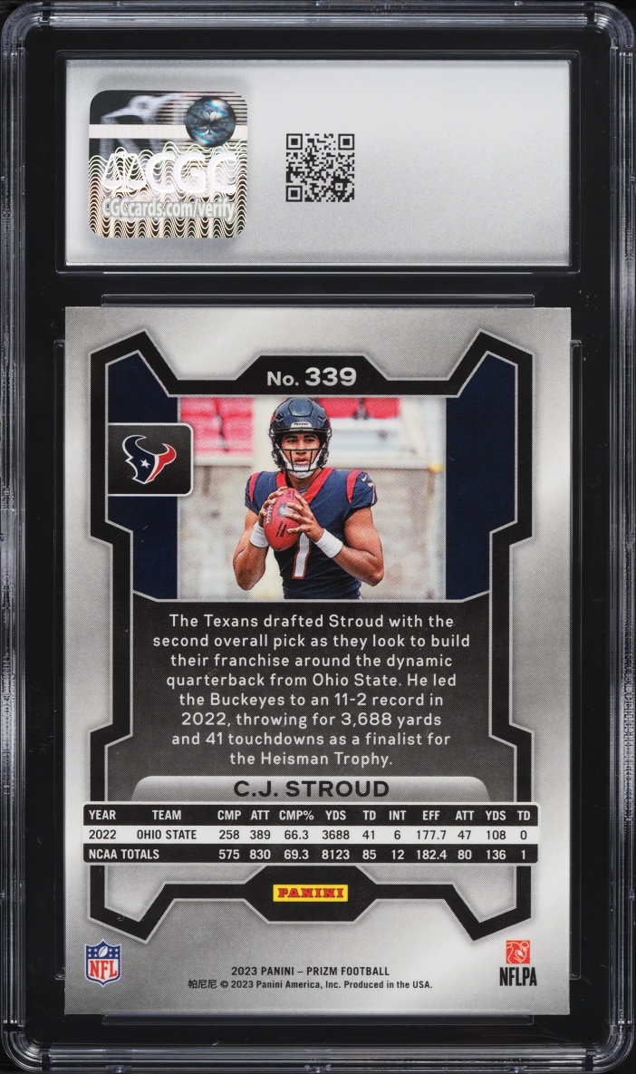 2023 Panini Prizm C.J. Stroud ROOKIE #339 CGC 10 GEM MINT