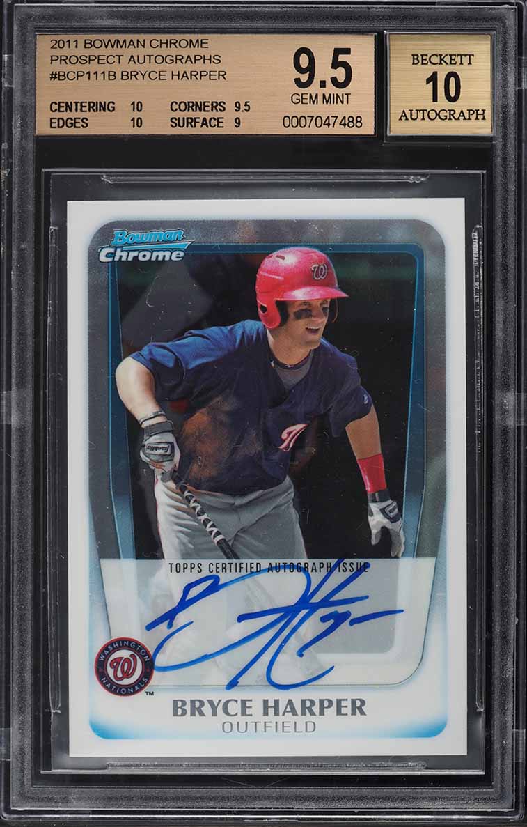 2011 Bowman Chrome Bryce Harper PROSPECT AUTO #BCP111 BGS 9.5 GEM MINT