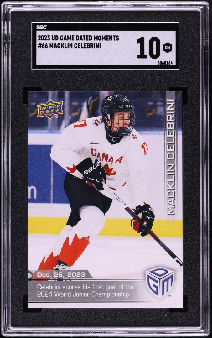 2023 Upper Deck Game Dated Moments Macklin Celebrini ROOKIE #66 SGC 10 GEM MINT