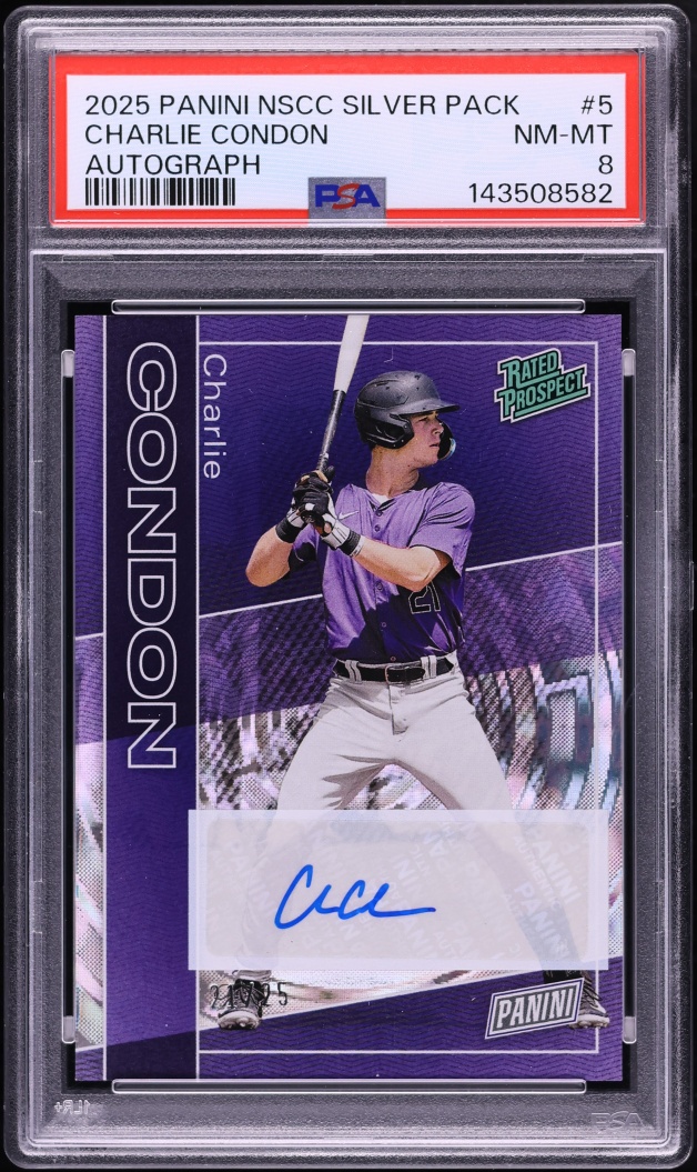 2025 Panini National Sports Collectors Convention Silver Charlie Condon RC AUTO /25 #5 PSA 8