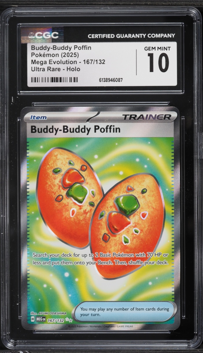 2025 Pokemon Mega Evolution Full Art Buddy-Buddy Poffin #167 CGC 10 GEM MINT
