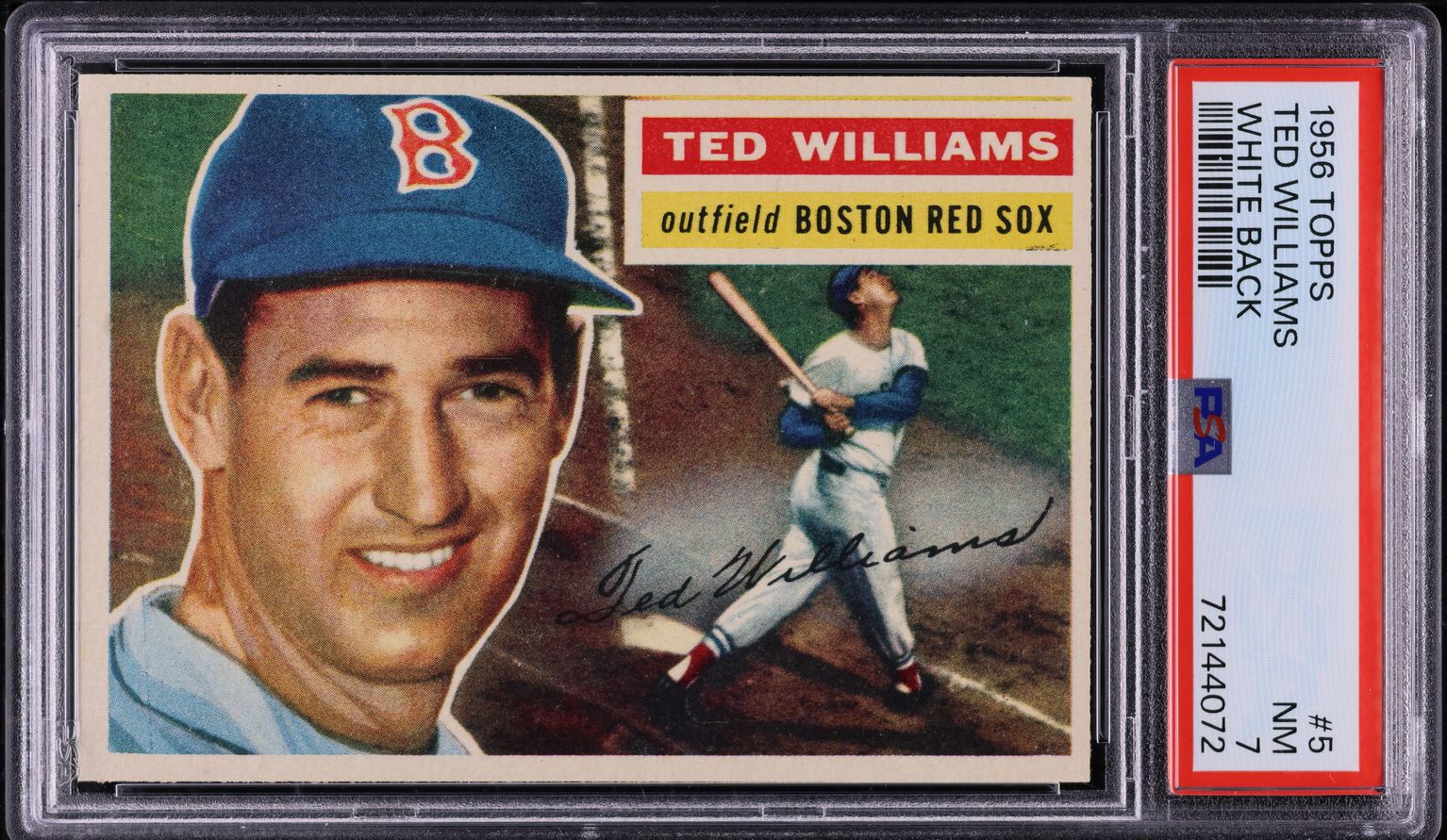 1956 Topps Ted Williams WHITE BACK #5 PSA 7 NRMT