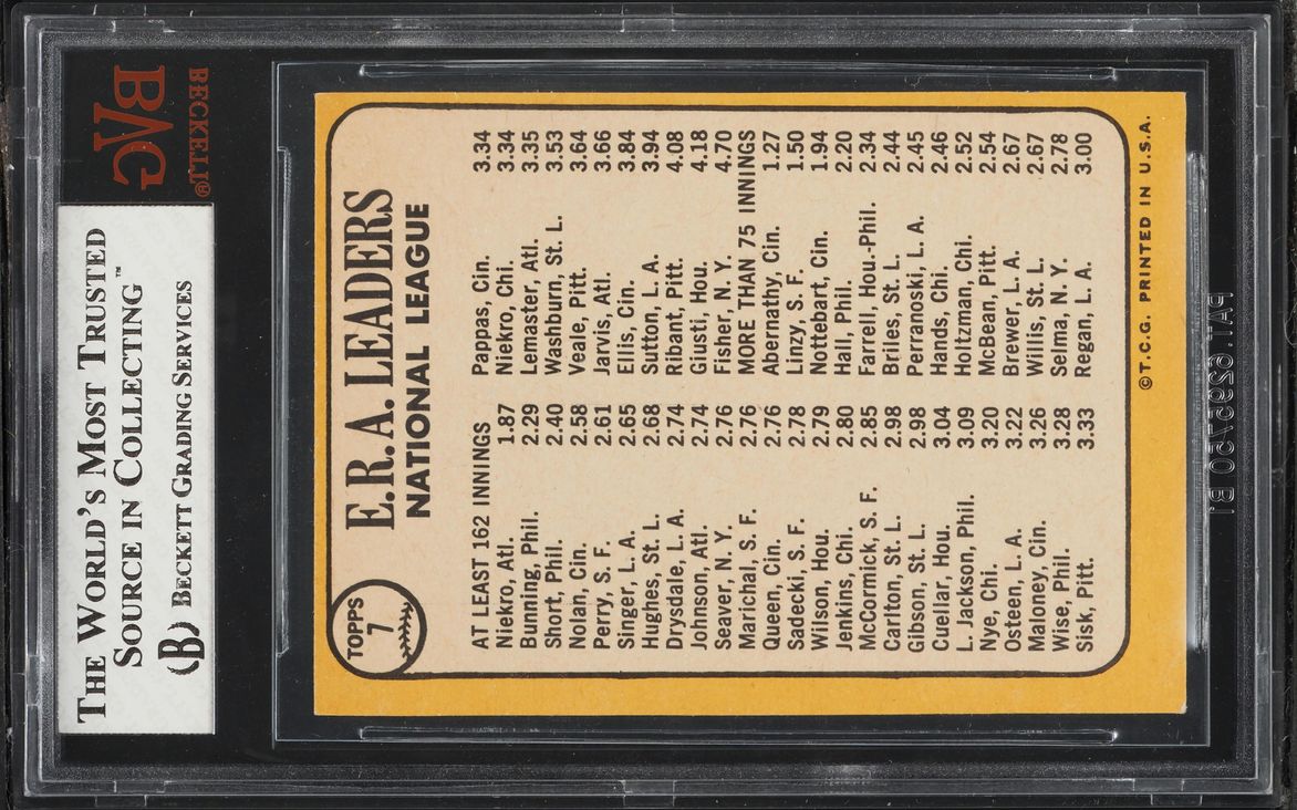 1968 Topps Phil Niekro Jim Bunning Chris Short '67 ERA LEADERS #7 BVG 5 EX