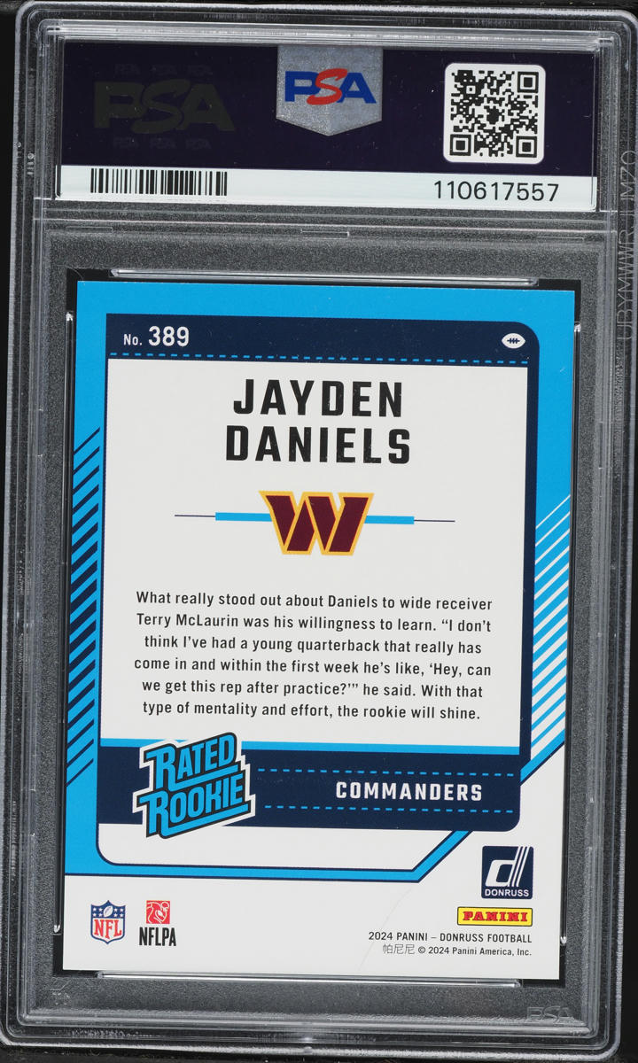 2024 Donruss Press Proof Red Jayden Daniels ROOKIE #389 PSA 9 MINT