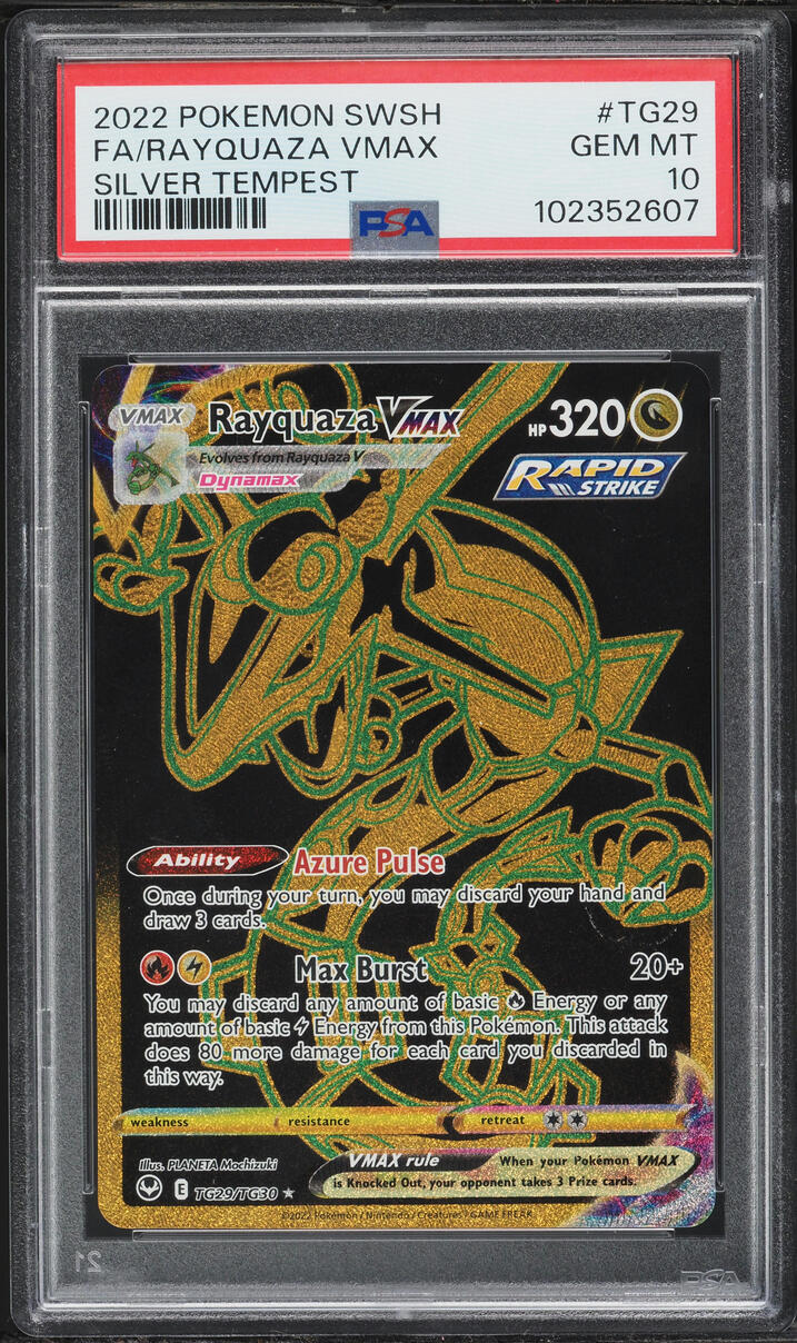 2022 Pokemon Sword & Shield Silver Tempest Gold Rare Rayquaza VMAX #TG29 PSA 10 GEM MINT