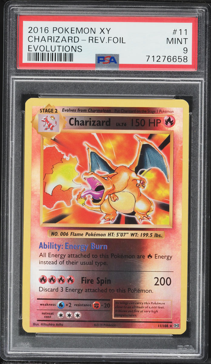 2016 Pokemon XY Evolutions Reverse Holo Charizard #11 PSA 9 MINT