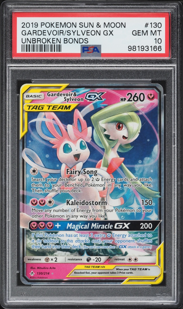 2019 Pokemon Sun & Moon Unbroken Bonds Alt Art Gardevoir & Sylveon GX #130 PSA 10 GEM MINT