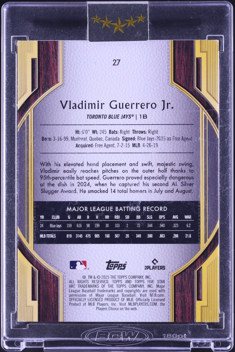 2025 Topps Five Star Orange Vladimir Guerrero /25 #27