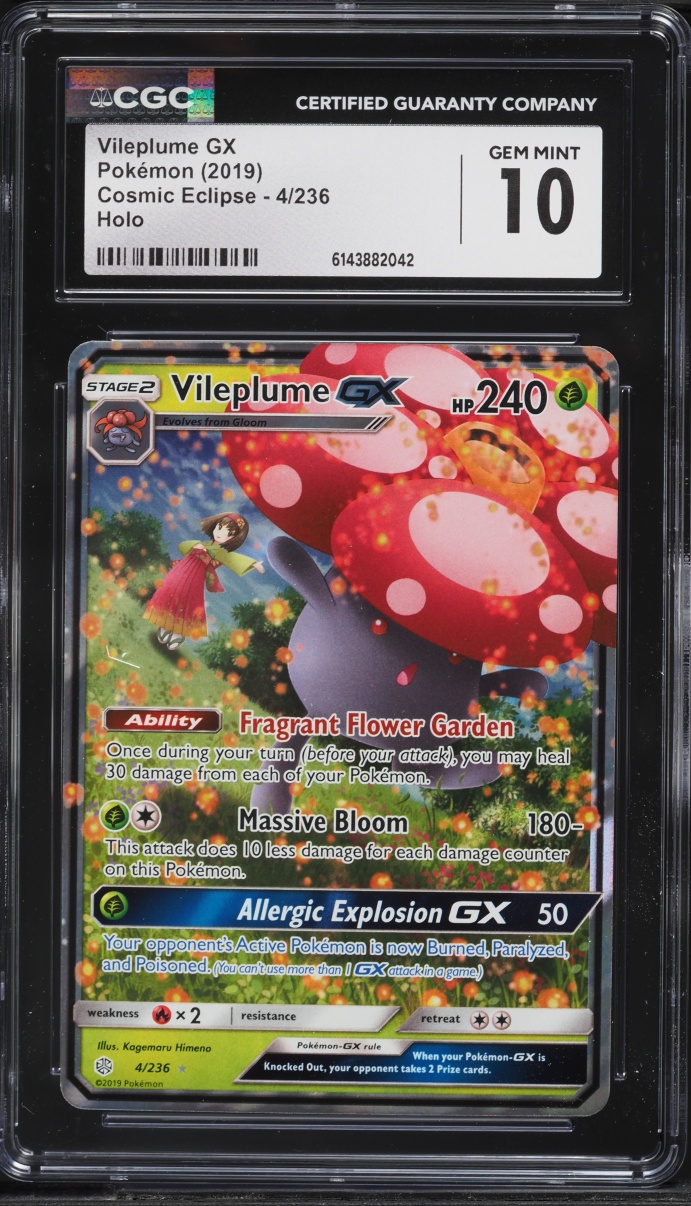 2019 Pokemon Sun & Moon Cosmic Eclipse Holo Vileplume GX #4 CGC 10 GEM MINT