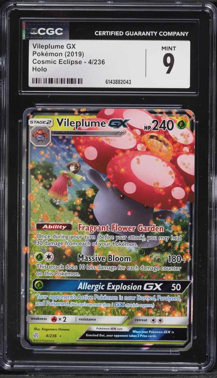 2019 Pokemon Sun & Moon Cosmic Eclipse Holo Vileplume GX #4 CGC 9 MINT