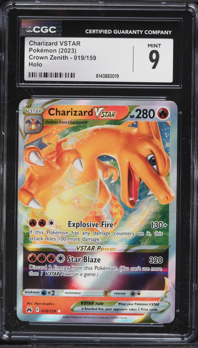 2023 Pokemon Sword & Shield Crown Zenith Holo Charizard VSTAR #19 CGC 9 MINT