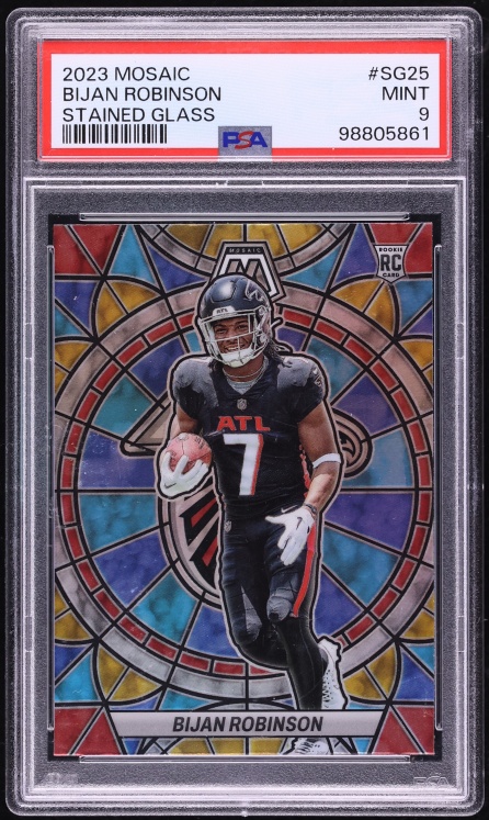 2023 Panini Mosaic Stained Glass Bijan Robinson ROOKIE #SG-25 PSA 9 MINT