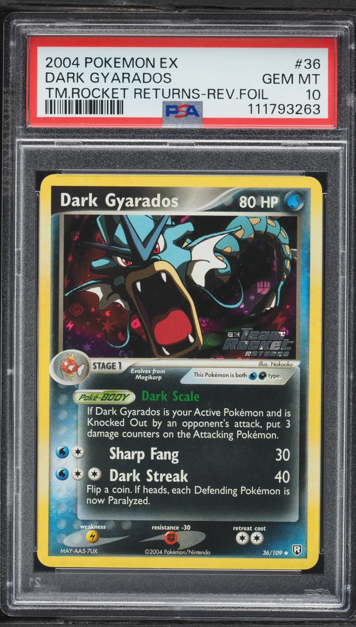 2004 Pokemon EX Team Rocket Returns Reverse Holo Dark Gyarados #36 PSA 10 GEM MINT