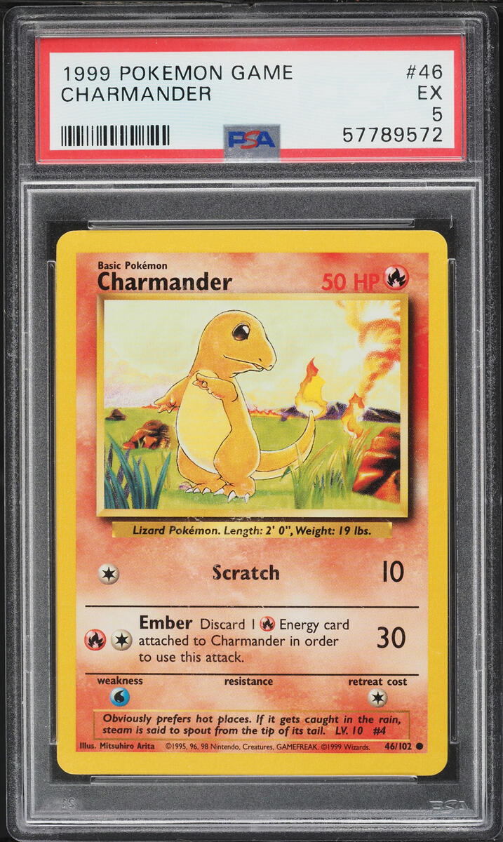 1999 Pokemon Base Set Charmander #46 PSA 5 EX