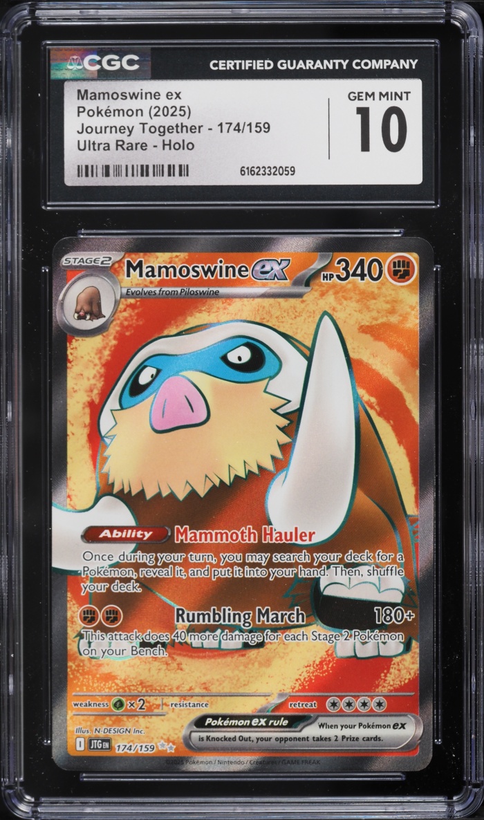 2025 Pokemon Scarlet & Violet Journey Together Full Art Mamoswine ex #174 CGC 10 GEM MINT