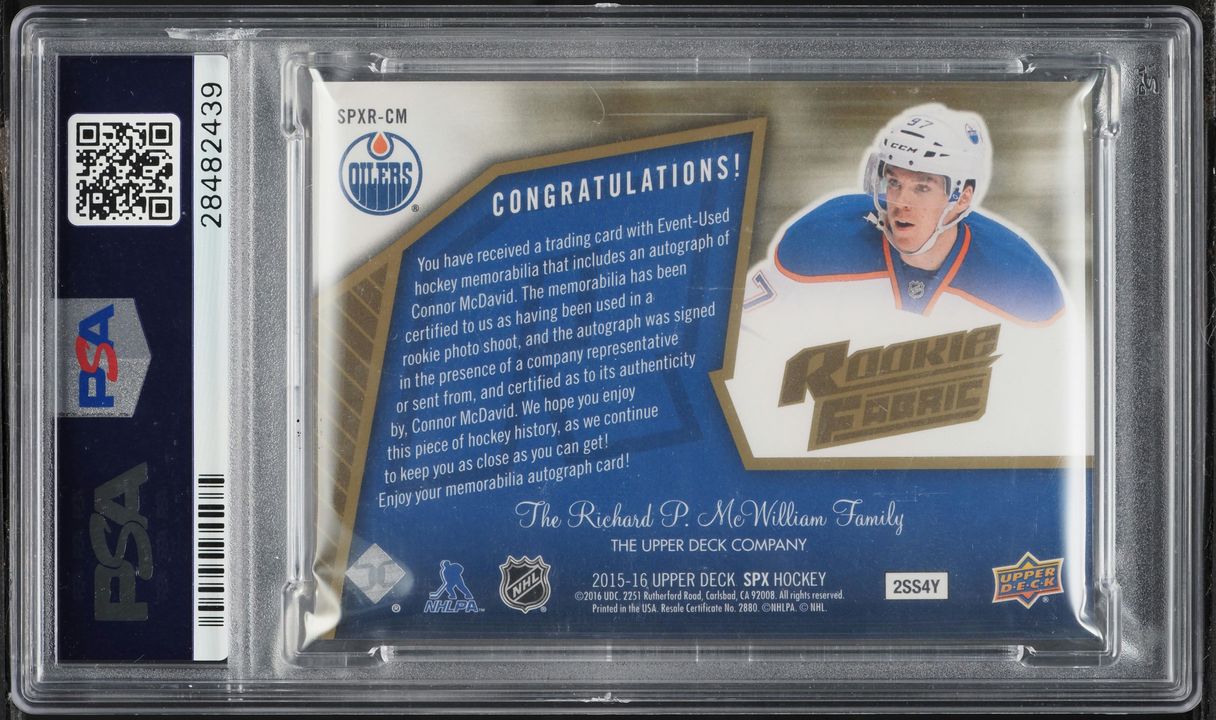2015 SPx '05 Retro Connor McDavid ROOKIE PATCH AUTO /299 #SPXR-CM PSA 10 GEM MINT