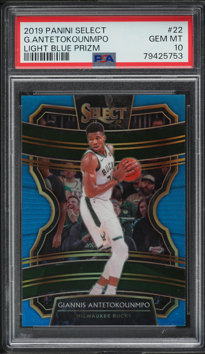 2019 Select Concourse Light Blue Prizm Giannis Antetokounmpo /299 #22 PSA 10 GEM