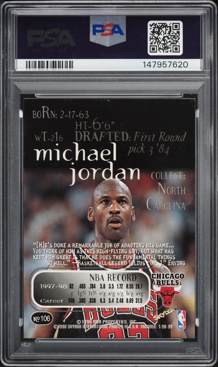 1998 Skybox Thunder Michael Jordan #106 PSA 7 NRMT