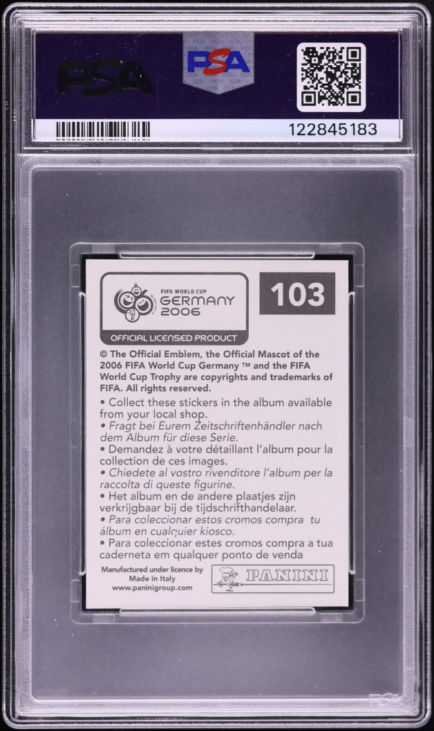 2006 Panini World Cup Germany Sticker David Beckham #103 PSA 10 GEM MINT