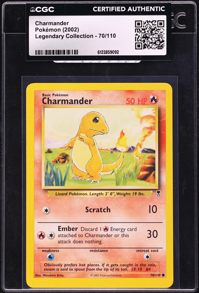 2002 Pokemon Legendary Collection Charmander #70 CGC AUTH