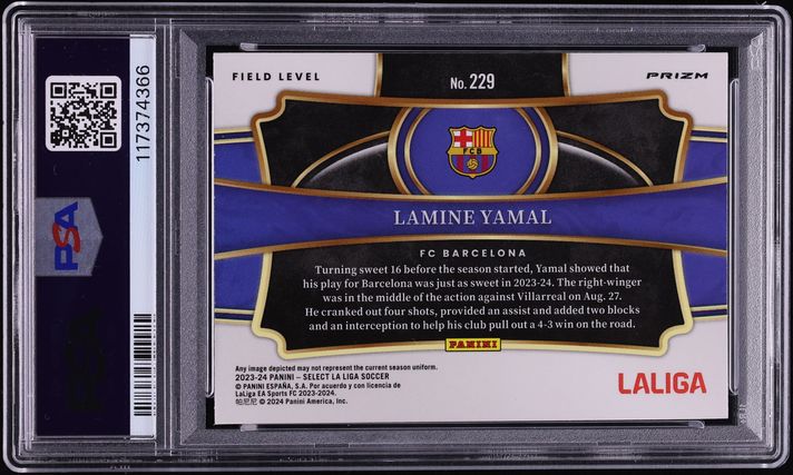 2023 Select Field Level La Liga Red Prizm Lamine Yamal ROOKIE #229 PSA 8 NM-MT