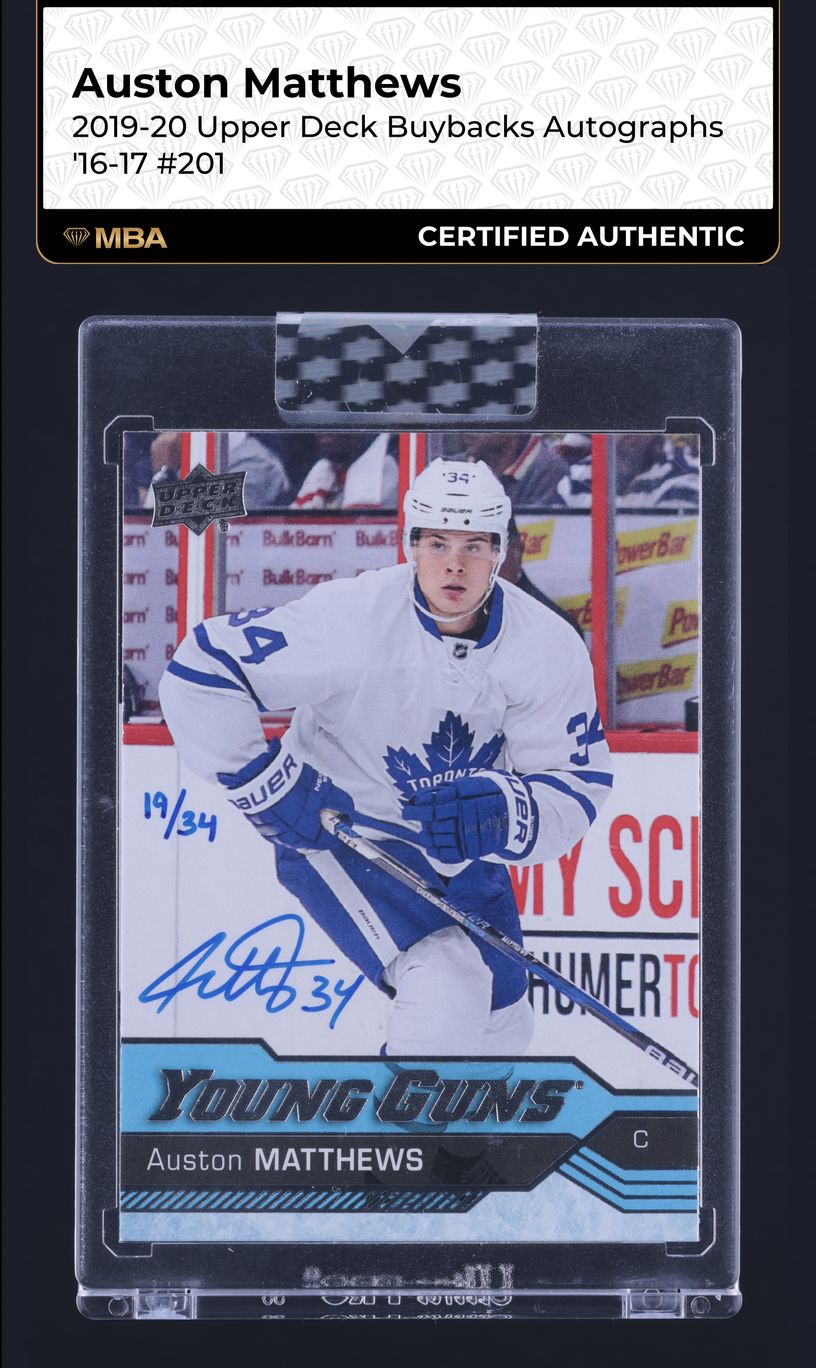 2019 Upper Deck Buybacks '16 Young Guns Auston Matthews AUTO /34 #201 MBA AUTH
