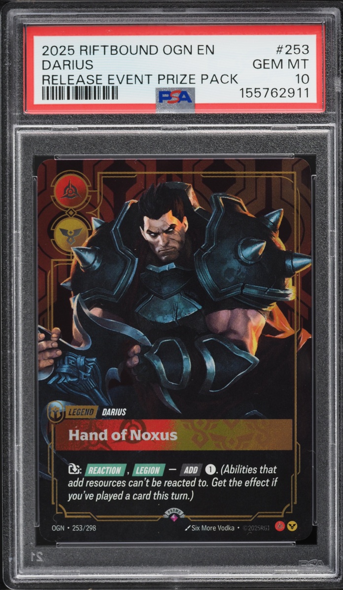 2025 Riftbound League Of Legends LoL Origins Release Event Prize Pack Darius #253 PSA 10 GEM