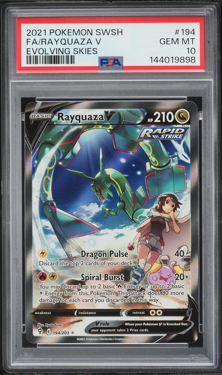 2021 Pokemon Sword & Shield Evolving Skies Full Art Rayquaza V #194 PSA 10 GEM MINT