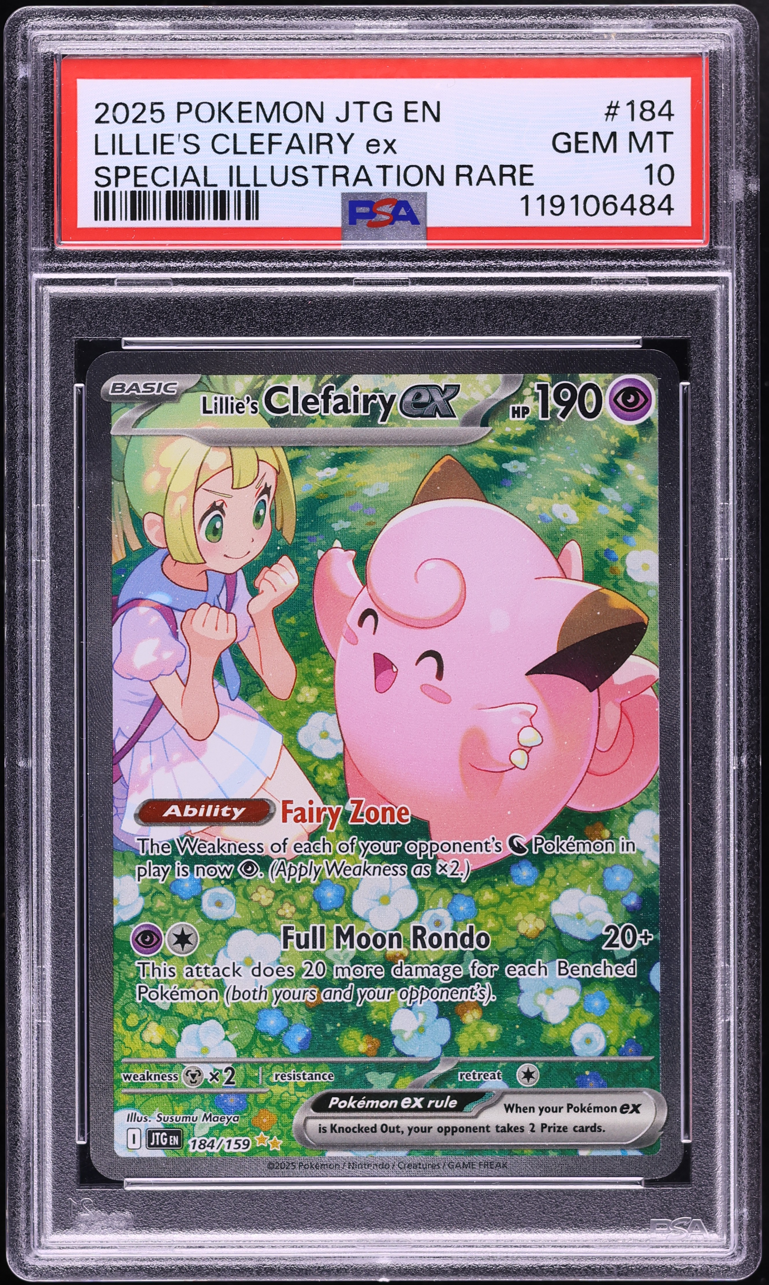 2025 Pokemon Scarlet & Violet Journey Together SIR Lillie's Clefairy EX #184 PSA 10 GEM MINT