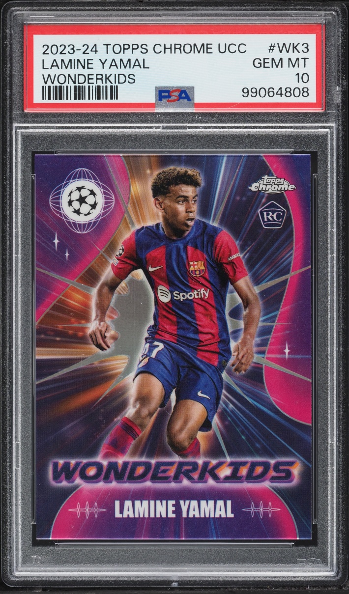 2023 Topps Chrome UEFA Club Competitions Wonderkids Lamine Yamal ROOKIE #WK-3 PSA 10 GEM MINT