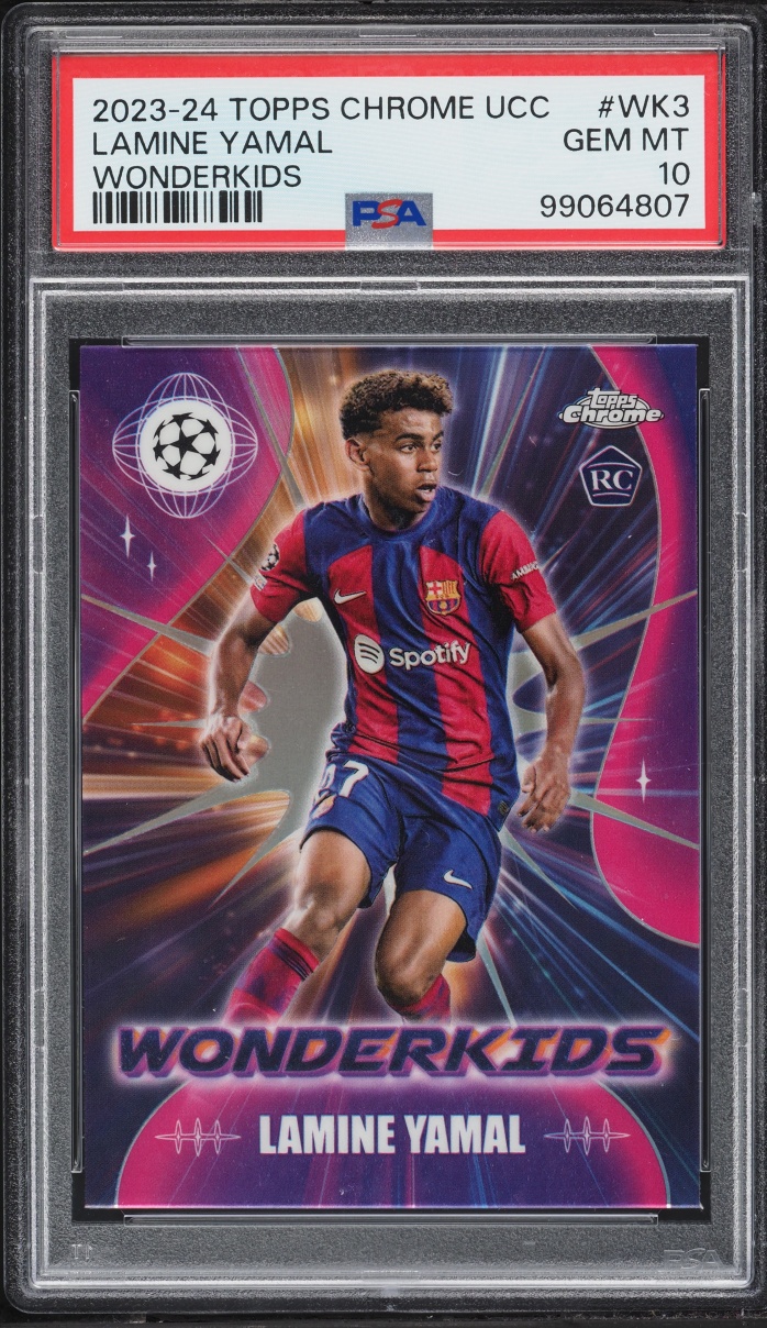 2023 Topps Chrome UEFA Club Competitions Wonderkids Lamine Yamal ROOKIE #WK-3 PSA 10 GEM MINT