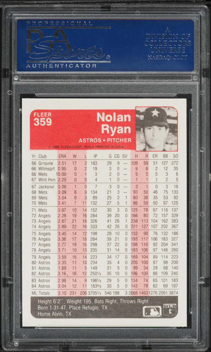 1985 Fleer Nolan Ryan #359 PSA 10 GEM MINT
