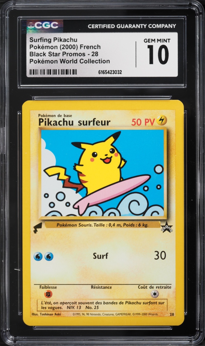 2000 Pokemon French World Collection Surfing Pikachu #28 CGC 10 GEM MINT