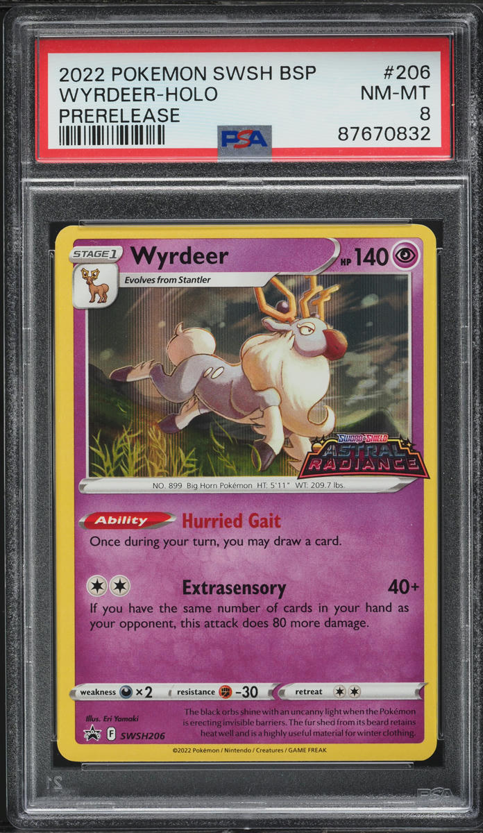 2022 Pokemon SWSH Black Star Promo Prerelease Holo Wyrdeer #206 PSA 8 NM-MT - Main Image