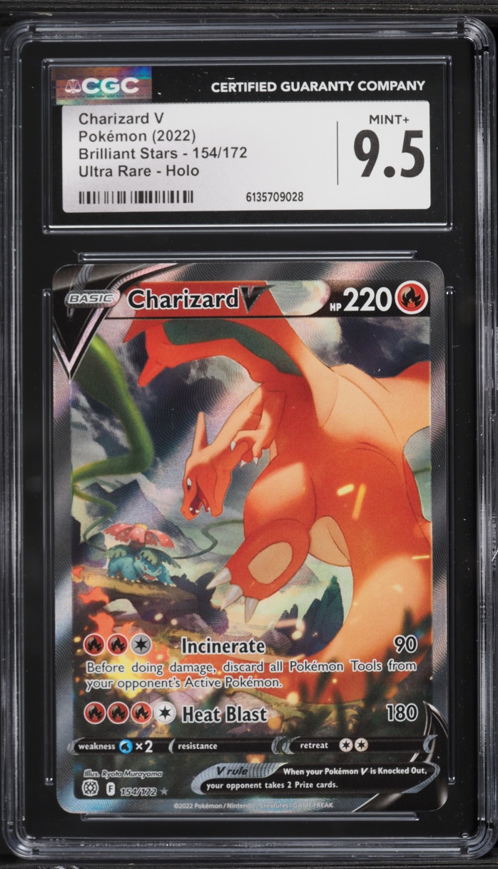 2022 Pokemon Spanish Sword & Shield Brilliant Stars Full Art Charizard V #154 CGC 9.5 MINT+