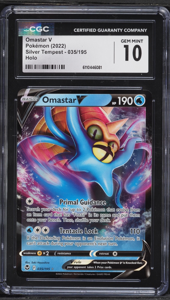 2022 Pokemon Sword & Shield Silver Tempest Alt Art Omastar V #35 CGC 10 GEM MINT