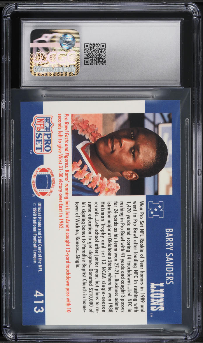1990 Pro Set Football Barry Sanders #413 CGC 8.5 NM-MT+