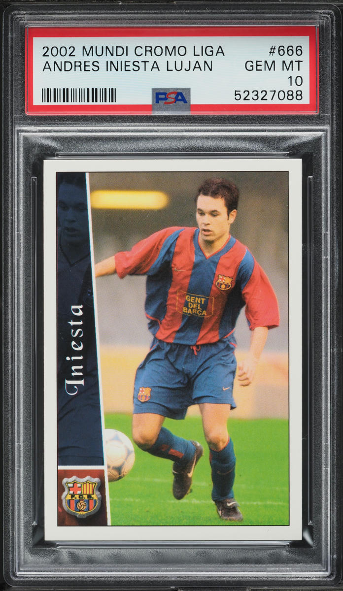 2002 Mundi Cromo Liga Andres Iniesta Lujan ROOKIE #666 PSA 10 GEM MINT
