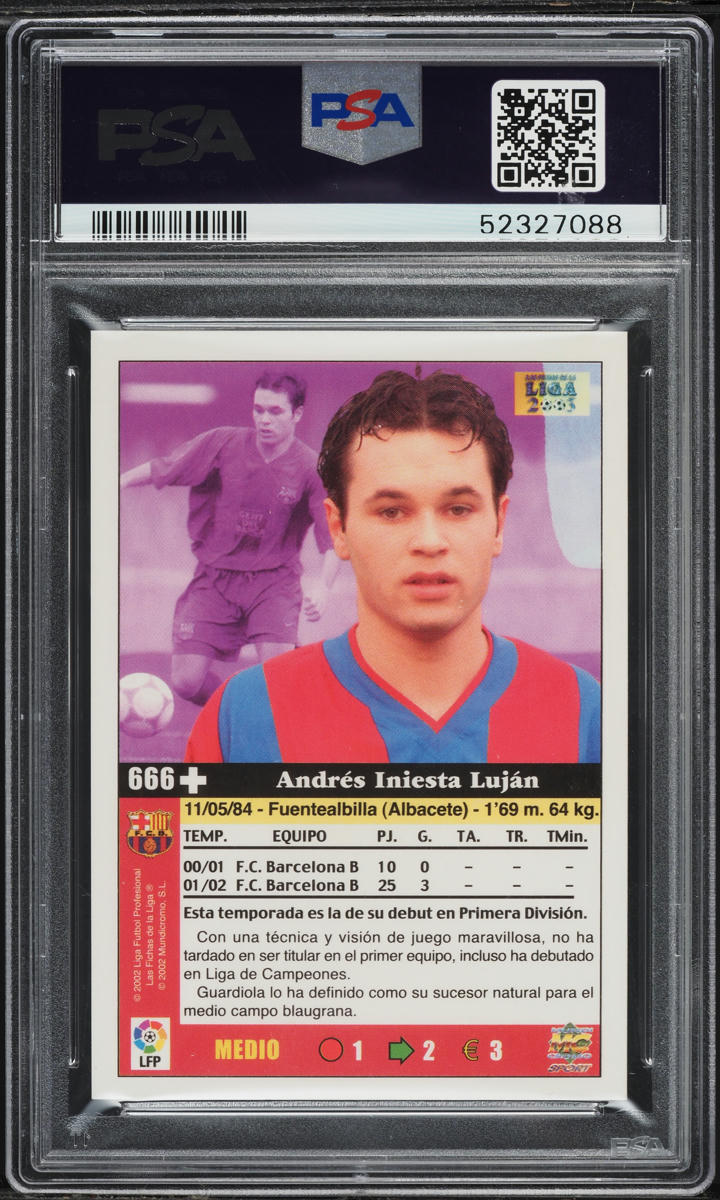 2002 Mundi Cromo Liga Andres Iniesta Lujan ROOKIE #666 PSA 10 GEM MINT