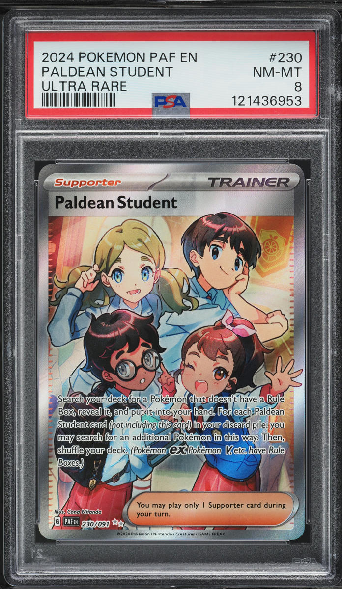 2024 Pokemon SV Paldean Fates Full Art Paldean Student #230 PSA 8 NM-MT