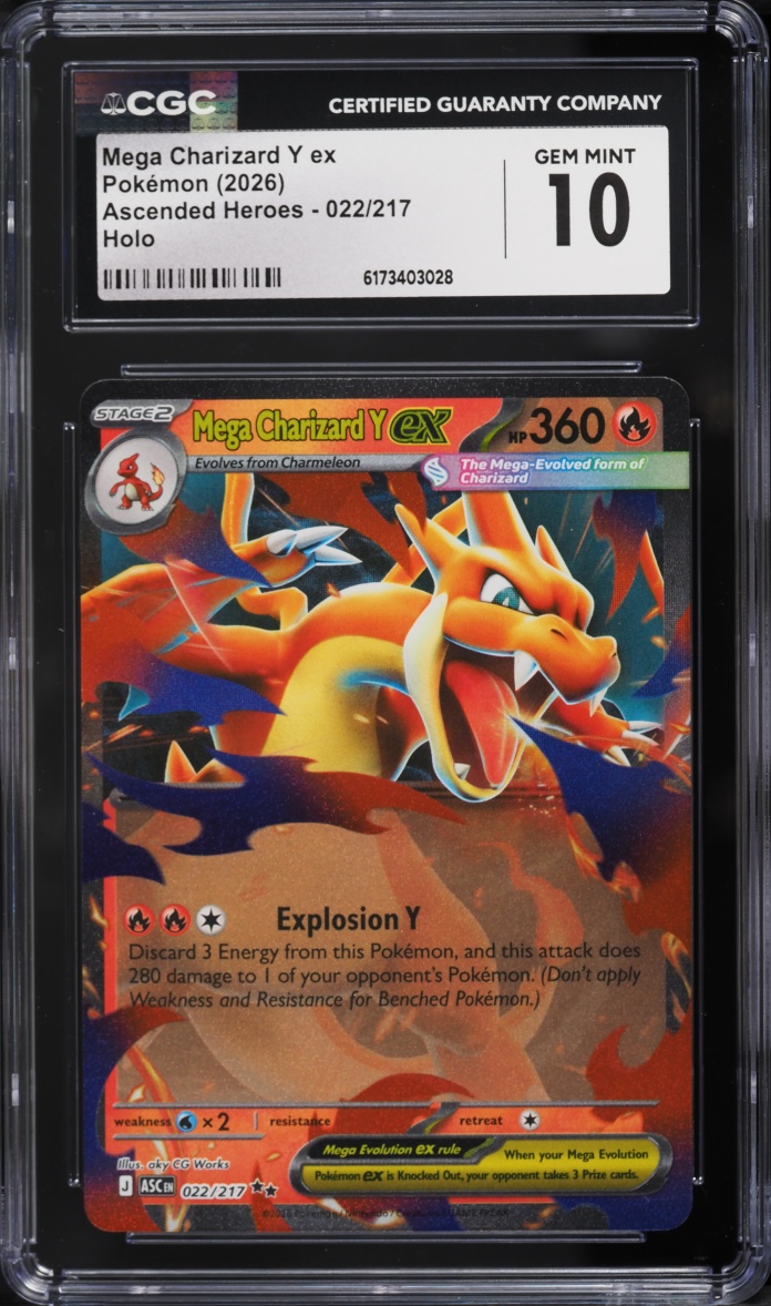 2026 Pokemon Mega Evolution Ascended Heroes Holo Mega Charizard Y ex #22 CGC 10 GEM MINT