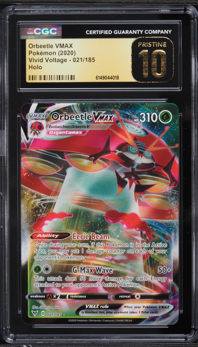 2020 Pokemon Sword & Shield Vivid Voltage Full Art Orbeetle VMAX #21 CGC 10 PRISTINE