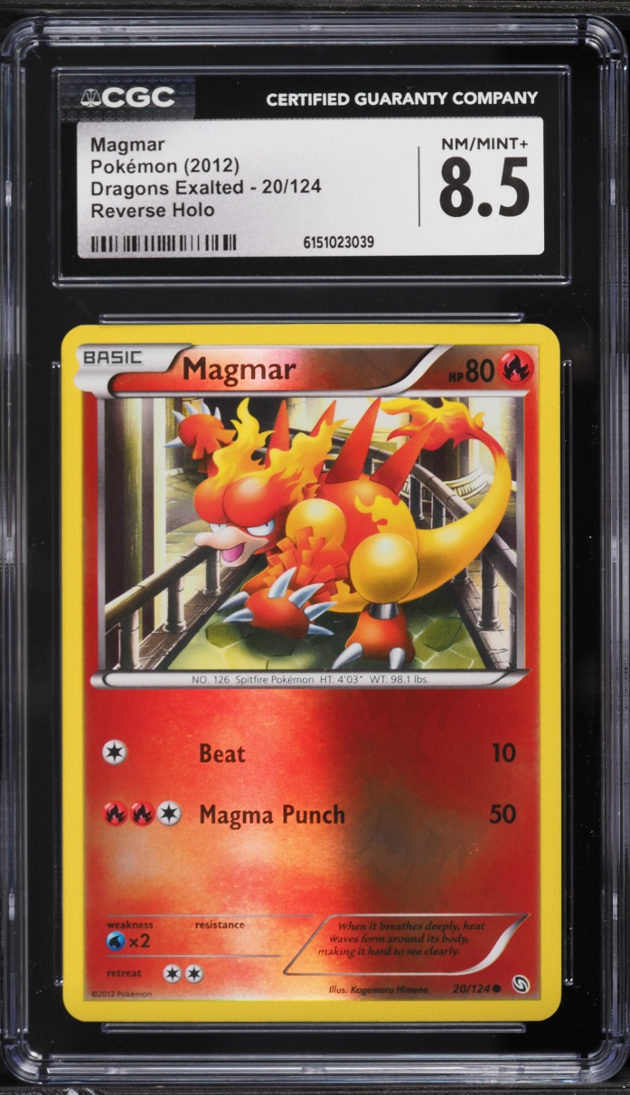 2012 Pokemon Black & White Dragons Exalted Reverse Holo Magmar #20 CGC 8.5 NM-MT+