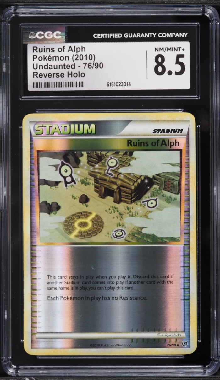 2010 Pokemon HeartGold & SoulSilver Undaunted Reverse Holo Ruins Of Alph #76 CGC 8.5 NM-MT+