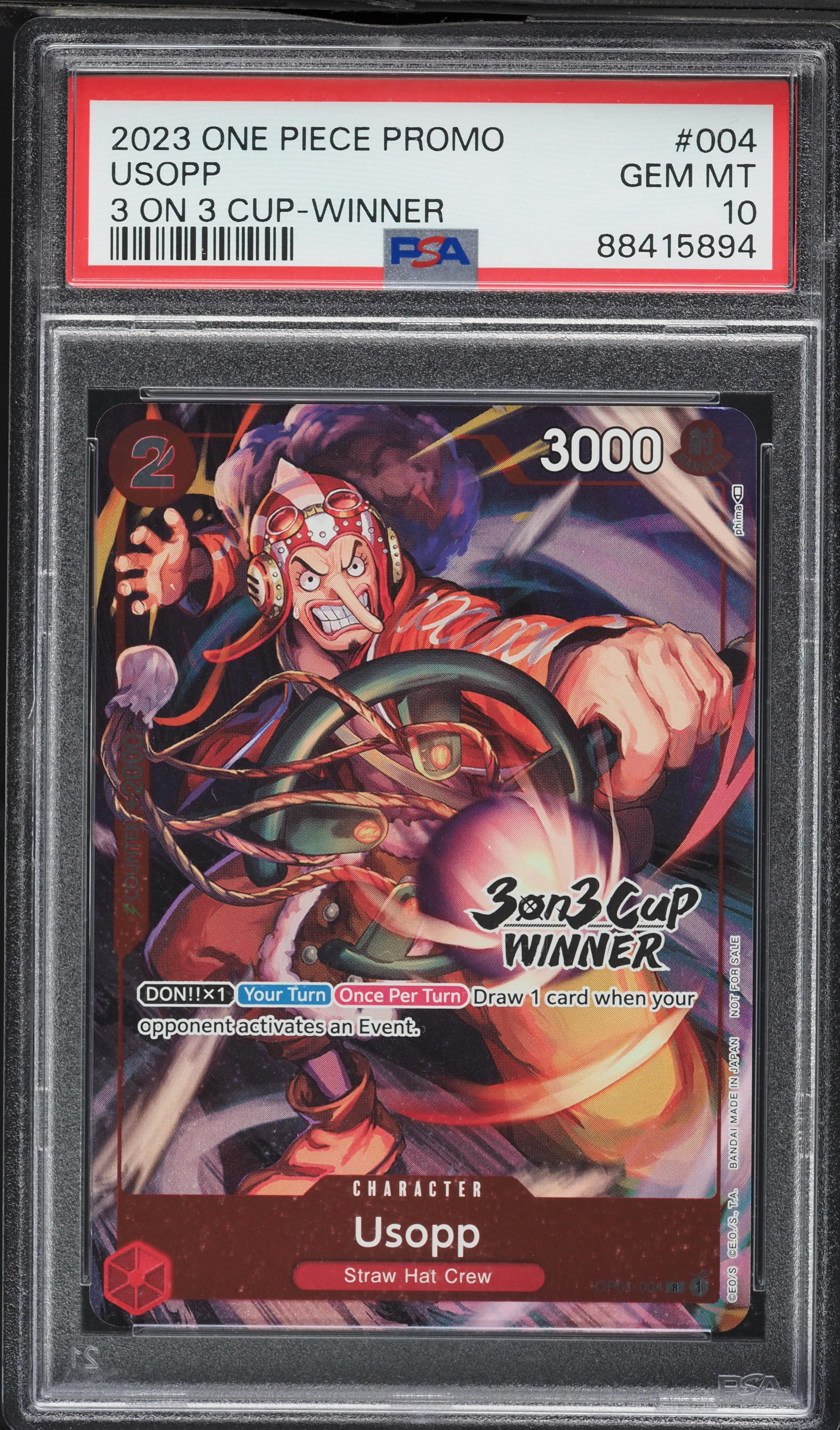 2023 One Piece Promo 3 On 3 Cup Winner Usopp #OP01-004 PSA