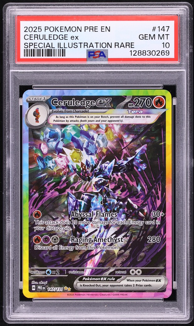 2025 Pokemon Scarlet & Violet Prismatic Evolutions SIR Ceruledge ex #147 PSA 10 GEM MINT